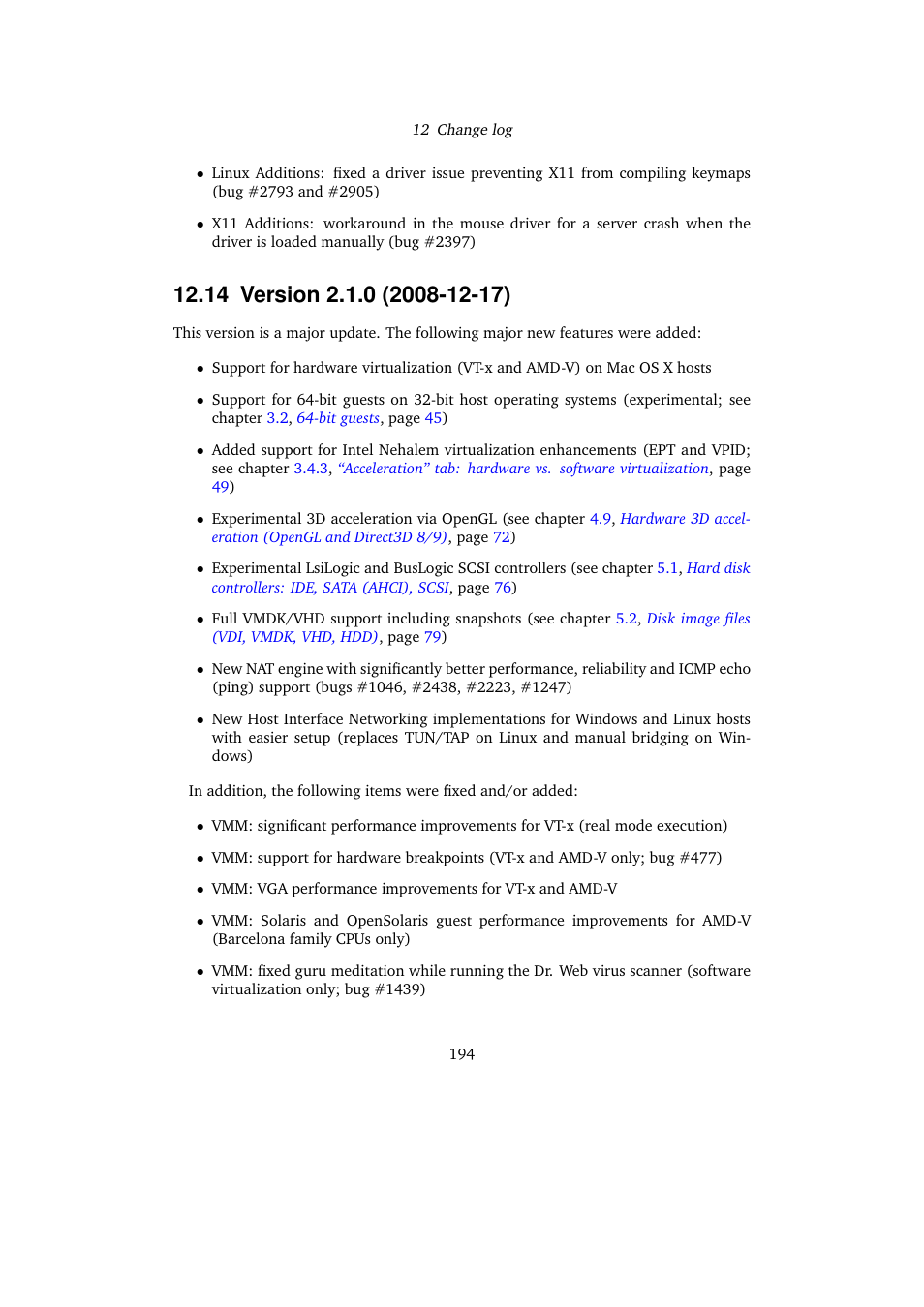 14 version 2.1.0 (2008-12-17), 14version 2.1.0 (2008-12-17) | Sun Microsystems VIRTUALBOX VERSION 3.1.0_BETA2 User Manual | Page 194 / 283