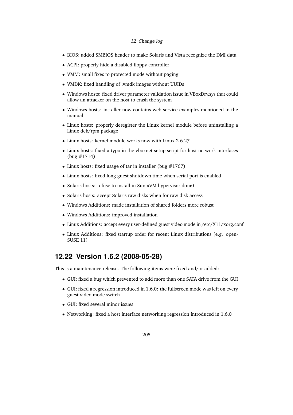 22 version 1.6.2 (2008-05-28), 22version 1.6.2 (2008-05-28) | Sun Microsystems VIRTUALBOX VERSION 3.1.0_BETA2 User Manual | Page 205 / 283