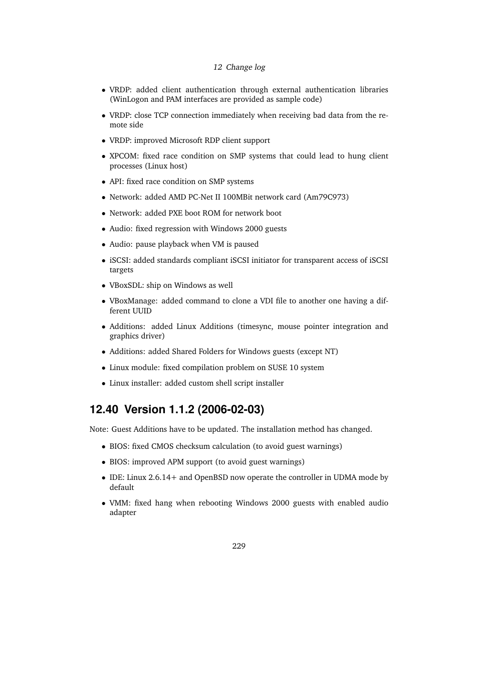 40 version 1.1.2 (2006-02-03), 40version 1.1.2 (2006-02-03) | Sun Microsystems VIRTUALBOX VERSION 3.1.0_BETA2 User Manual | Page 229 / 283