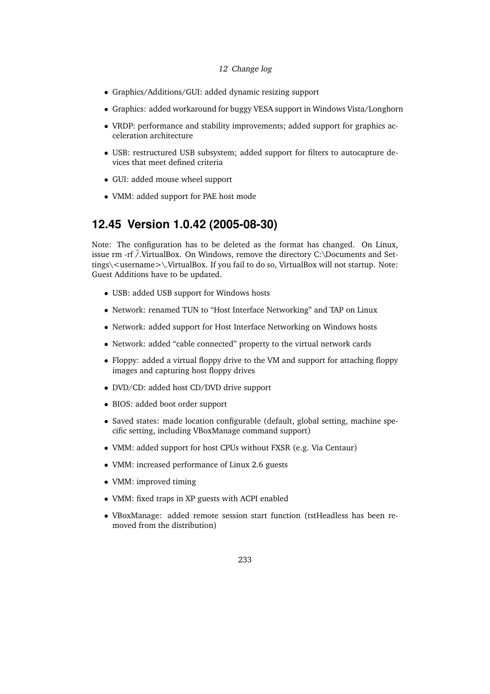 45 version 1.0.42 (2005-08-30), 45version 1.0.42 (2005-08-30) | Sun Microsystems VIRTUALBOX VERSION 3.1.0_BETA2 User Manual | Page 233 / 283