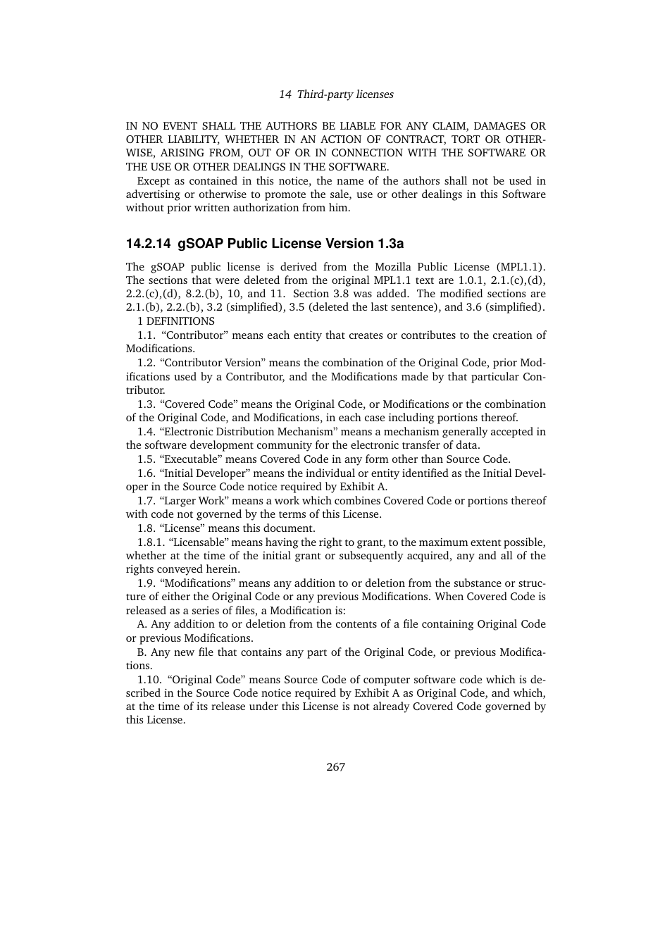 14 gsoap public license version 1.3a, 14gsoap public license version 1.3a, Gsoap public license version 1.3a | Sun Microsystems VIRTUALBOX VERSION 3.1.0_BETA2 User Manual | Page 267 / 283