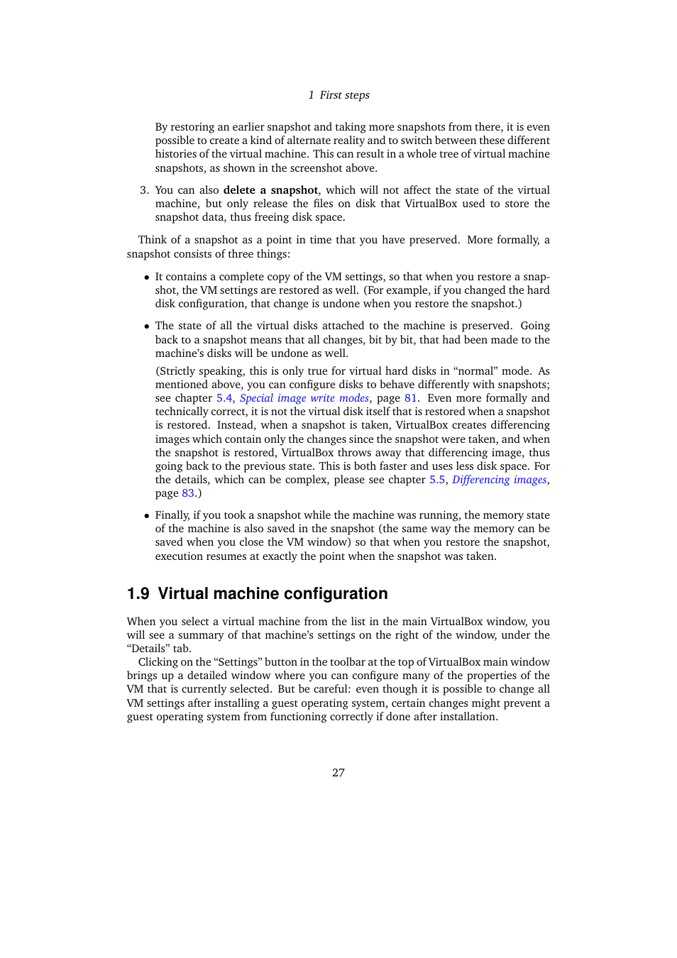 9 virtual machine configuration, Virtual machine configuration | Sun Microsystems VIRTUALBOX VERSION 3.1.0_BETA2 User Manual | Page 27 / 283