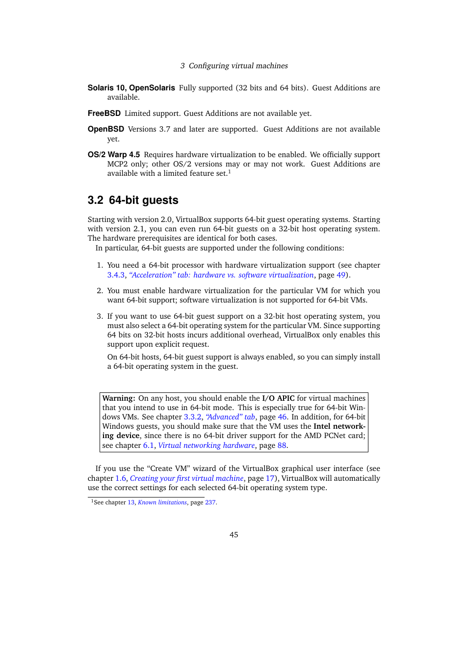 2 64-bit guests, Bit guests | Sun Microsystems VIRTUALBOX VERSION 3.1.0_BETA2 User Manual | Page 45 / 283