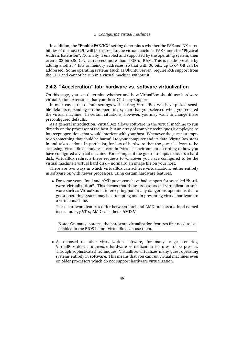 Acceleration” tab: hardware vs. software, Virtualization | Sun Microsystems VIRTUALBOX VERSION 3.1.0_BETA2 User Manual | Page 49 / 283