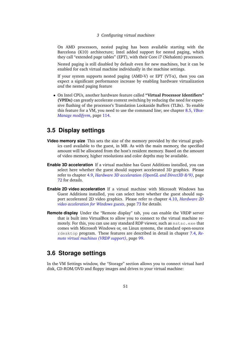 5 display settings, 6 storage settings, Display settings | Storage settings | Sun Microsystems VIRTUALBOX VERSION 3.1.0_BETA2 User Manual | Page 51 / 283