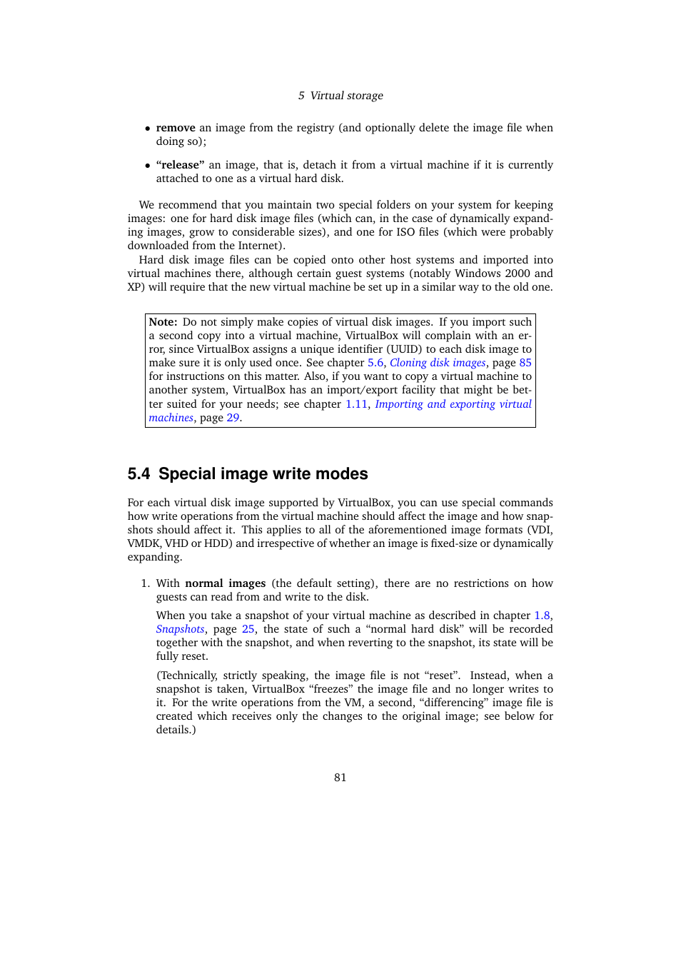 4 special image write modes, Special image write modes | Sun Microsystems VIRTUALBOX VERSION 3.1.0_BETA2 User Manual | Page 81 / 283