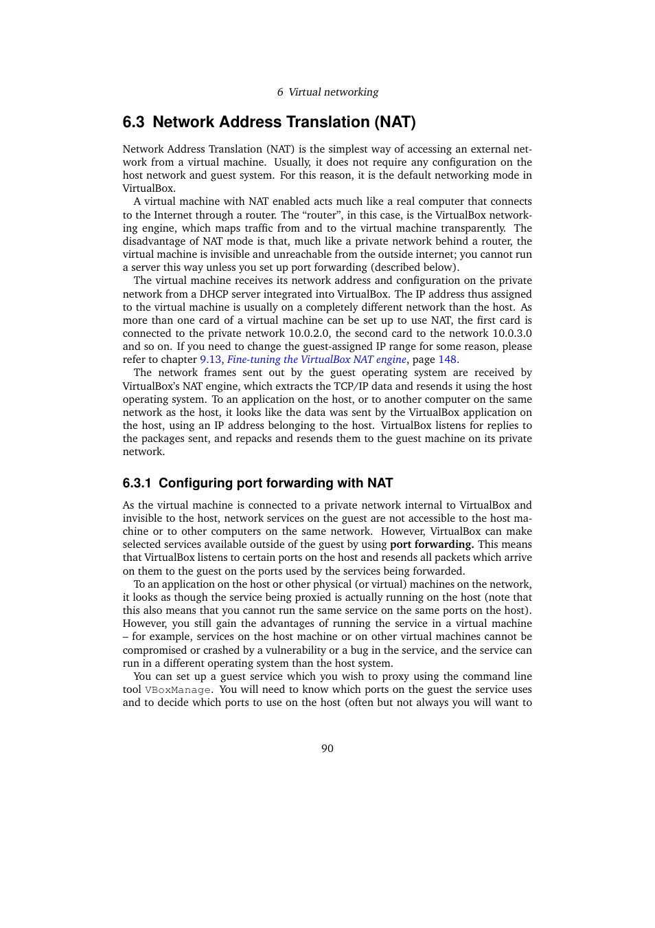 3 network address translation (nat), 1 configuring port forwarding with nat, Network address translation (nat) | Configuring port forwarding with nat | Sun Microsystems VIRTUALBOX VERSION 3.1.0_BETA2 User Manual | Page 90 / 283