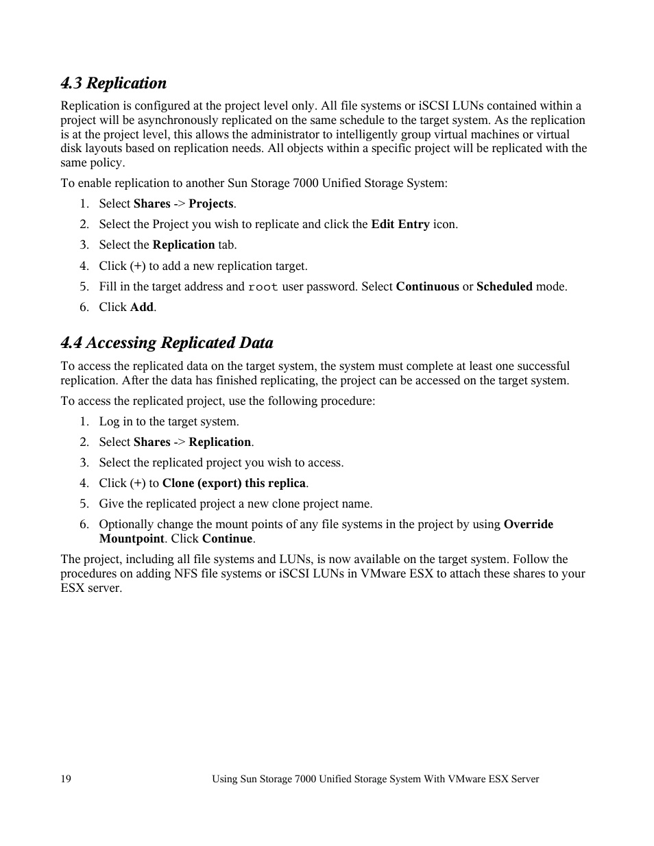 3 replication, 4 accessing replicated data | Sun Microsystems 7000 User Manual | Page 19 / 24