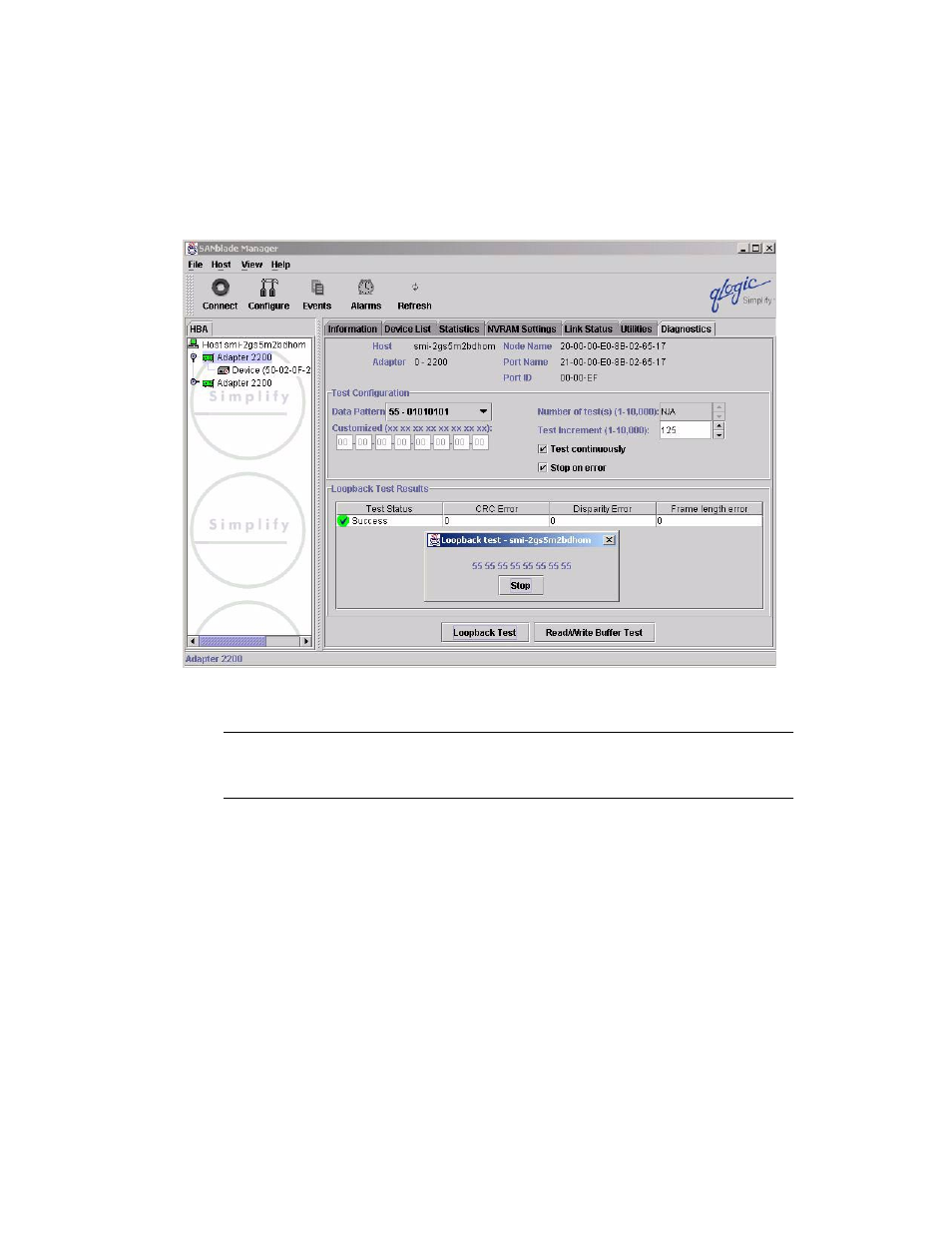 Figure34 qlogic sanblade manager diagnostics, Sun proprietary/confidential: internal use only | Sun Microsystems 6900 User Manual | Page 54 / 204