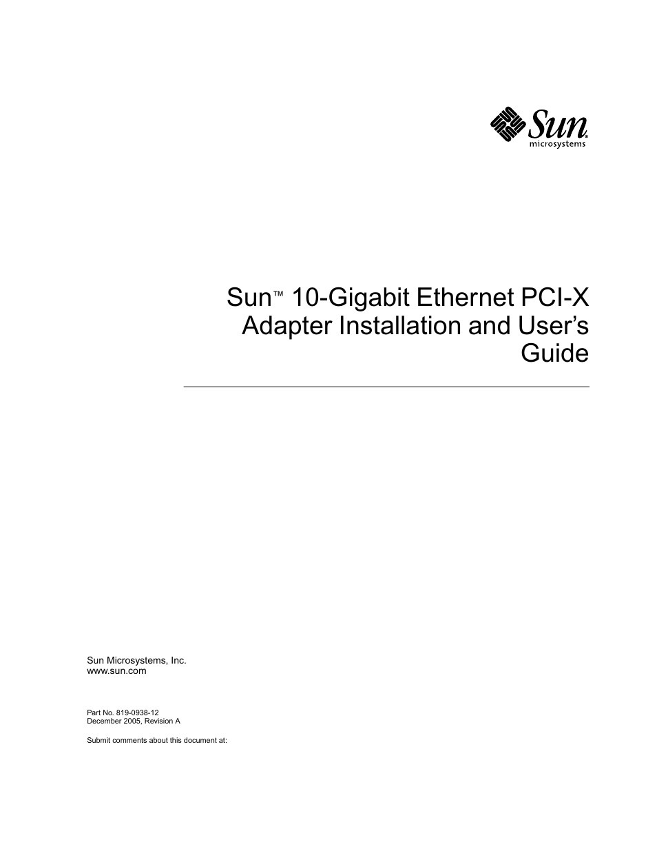 Sun Microsystems Ethernet PCI-X Adapter User Manual | 78 pages