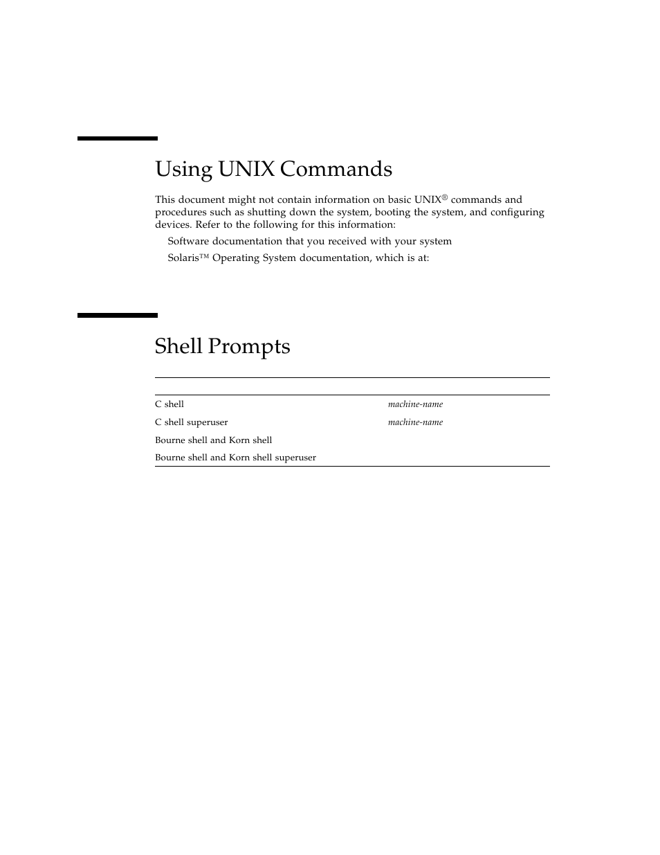 Using unix commands, Shell prompts | Sun Microsystems Ethernet PCI-X Adapter User Manual | Page 14 / 78