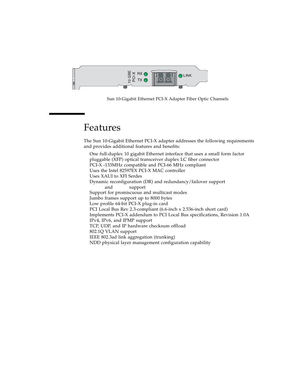 Features, Figure 1-2 | Sun Microsystems Ethernet PCI-X Adapter User Manual | Page 19 / 78