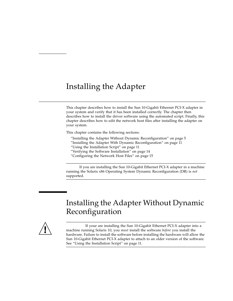 Installing the adapter, Chapter 2 | Sun Microsystems Ethernet PCI-X Adapter User Manual | Page 21 / 78