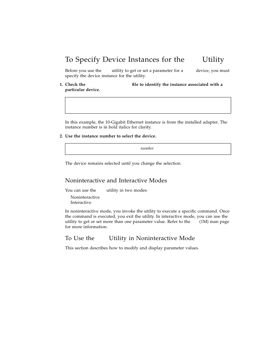 To specify device instances for the ndd utility, Noninteractive and interactive modes, To use the ndd utility in noninteractive mode | To specify device instances for the, To use the | Sun Microsystems Ethernet PCI-X Adapter User Manual | Page 40 / 78