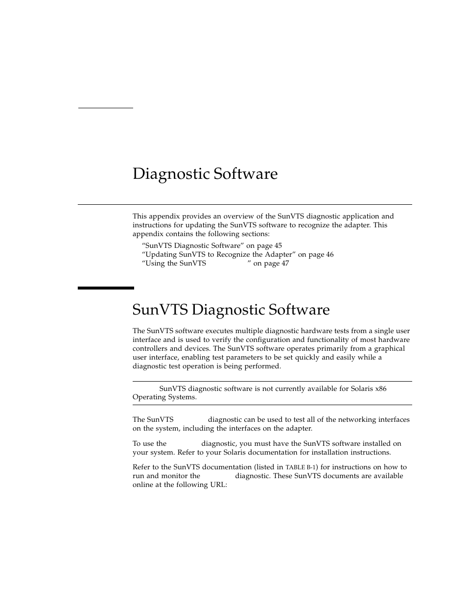 Diagnostic software, Sunvts diagnostic software, Appendix b | Sun Microsystems Ethernet PCI-X Adapter User Manual | Page 61 / 78