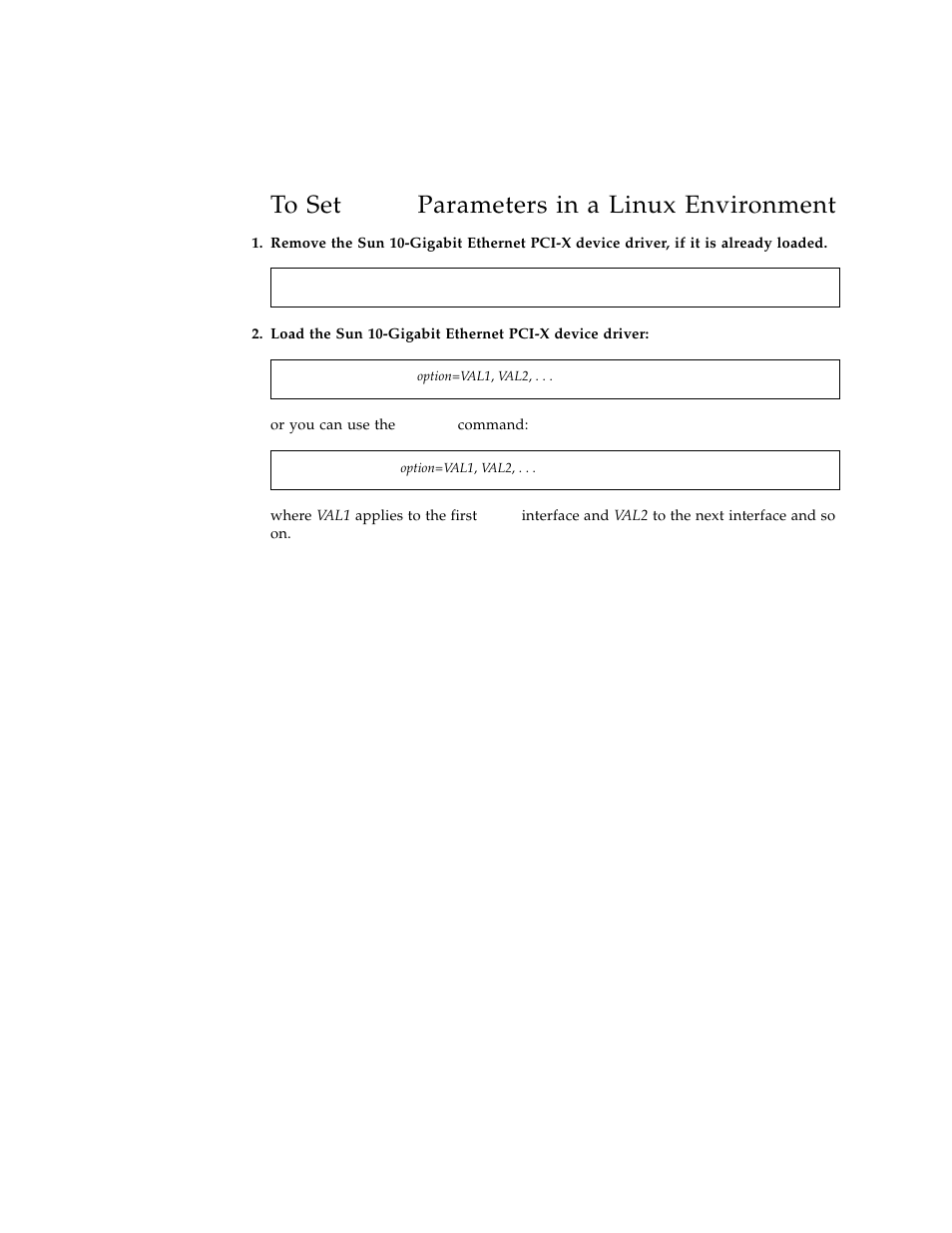 To set ixge parameters in a linux environment, To set, Ixge | Sun Microsystems Ethernet PCI-X Adapter User Manual | Page 73 / 78