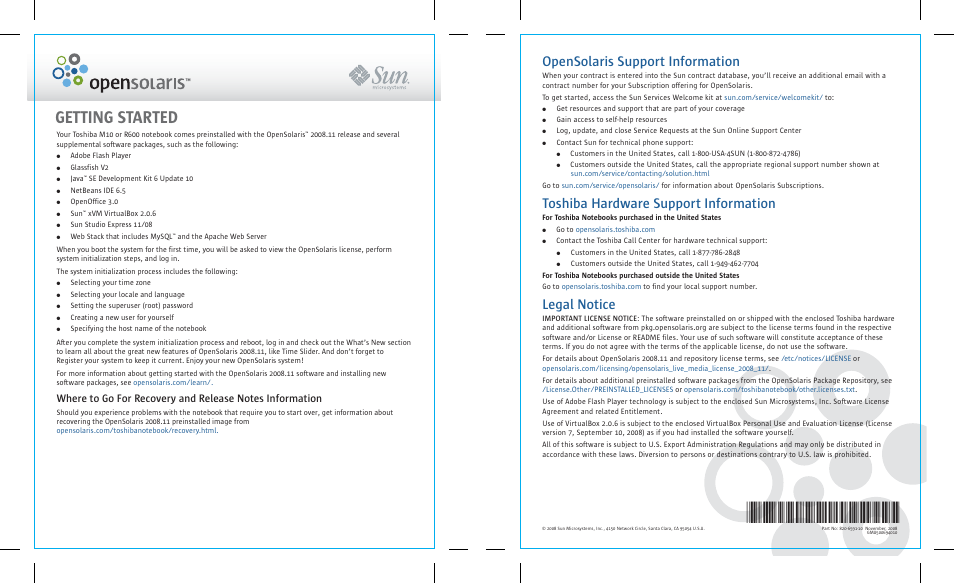 Sun Microsystems OpenSolaris M10 User Manual | 1 page