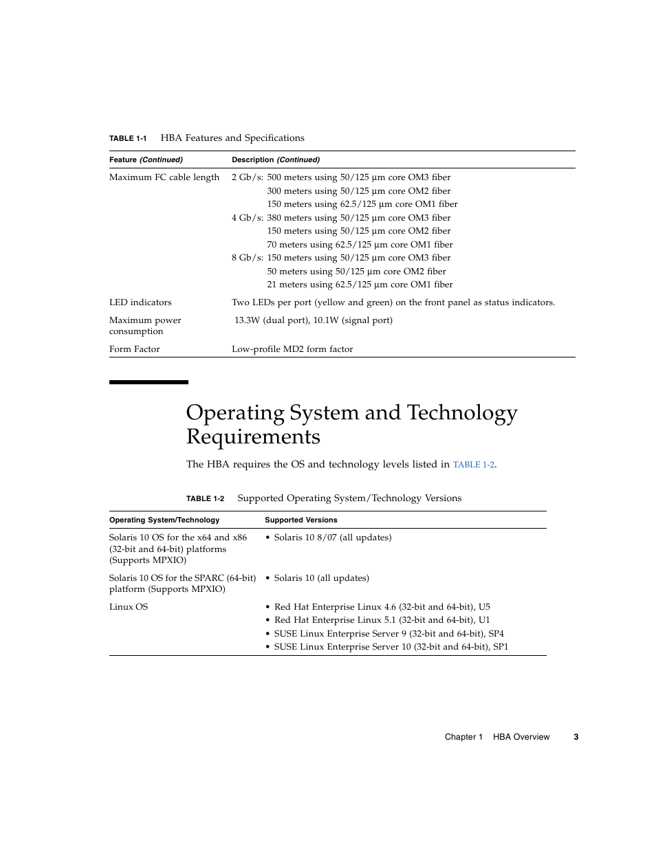 Operating system and technology requirements | Sun Microsystems SG-XPCIE1FC-EM8-Z User Manual | Page 29 / 56