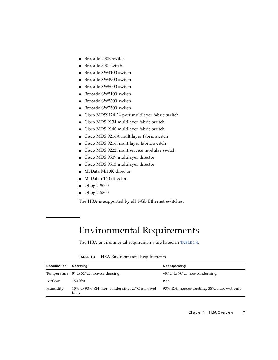 Environmental requirements | Sun Microsystems SG-XPCIE1FC-EM8-Z User Manual | Page 33 / 56