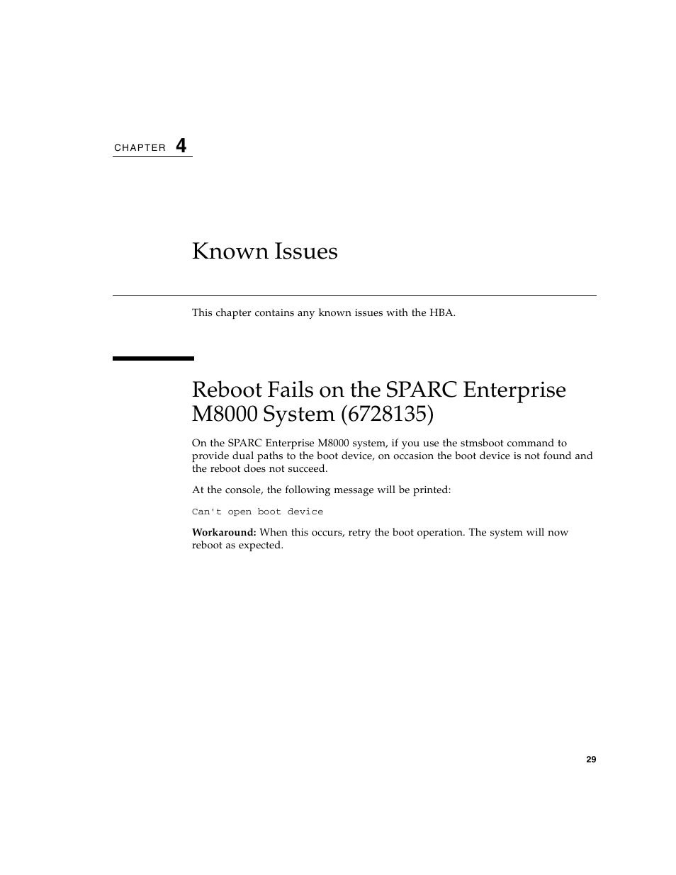 Known issues | Sun Microsystems SG-XPCIE1FC-EM8-Z User Manual | Page 55 / 56