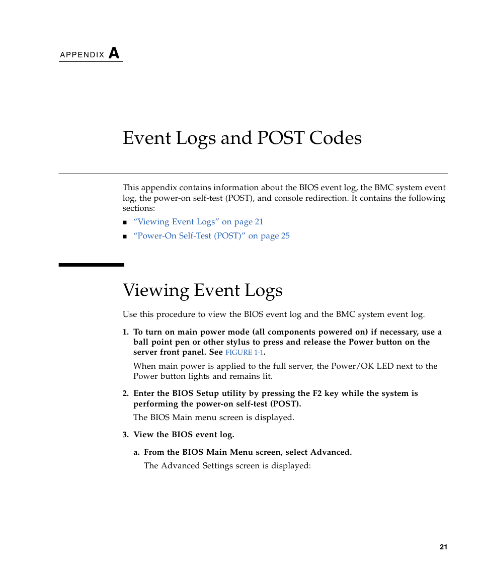 Event logs and post codes, Viewing event logs | Sun Microsystems Sun Fire X4240 User Manual | Page 31 / 80