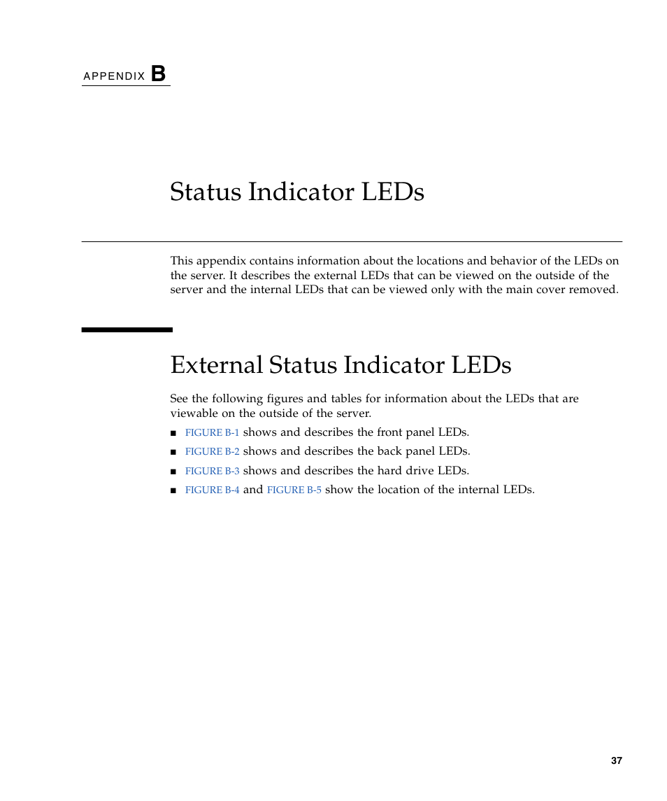 Status indicator leds, External status indicator leds, External status | Sun Microsystems Sun Fire X4240 User Manual | Page 47 / 80