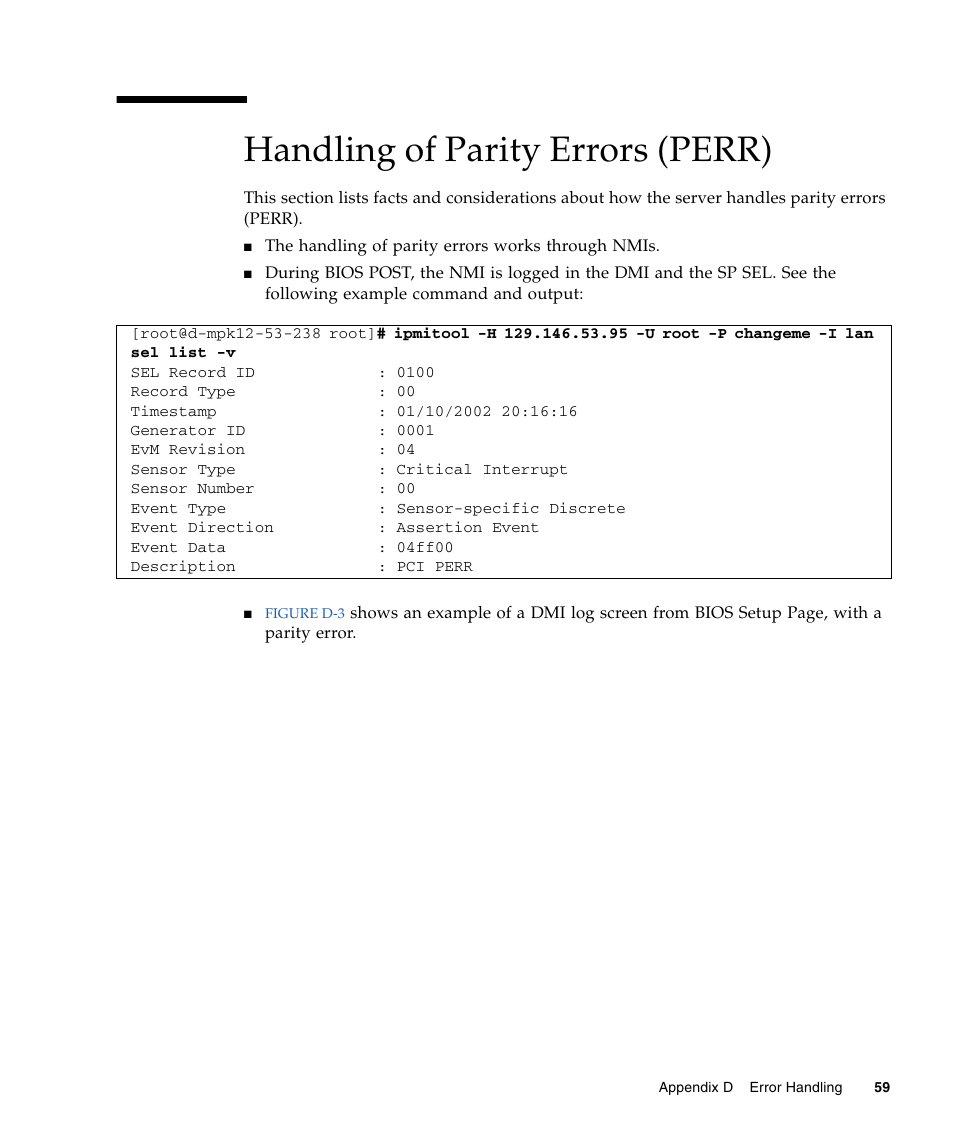 Handling of parity errors (perr) | Sun Microsystems Sun Fire X4240 User Manual | Page 69 / 80