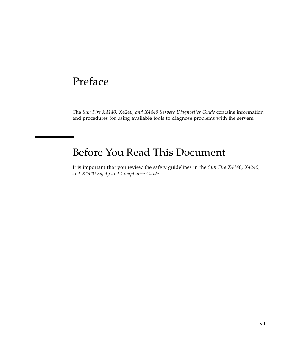 Preface, Before you read this document | Sun Microsystems Sun Fire X4240 User Manual | Page 7 / 80