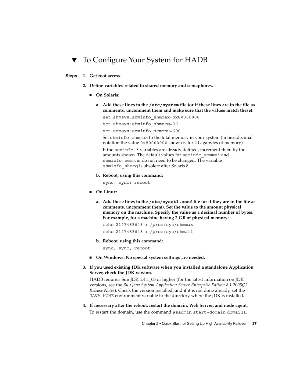 To configure your system for hadb | Sun Microsystems 2005Q2 User Manual | Page 27 / 38