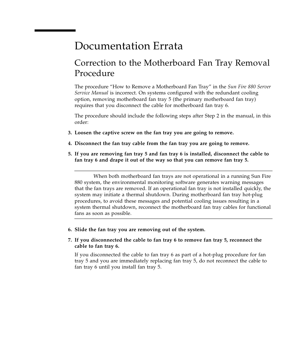 Documentation errata | Sun Microsystems Sun Fire 880 User Manual | Page 19 / 34