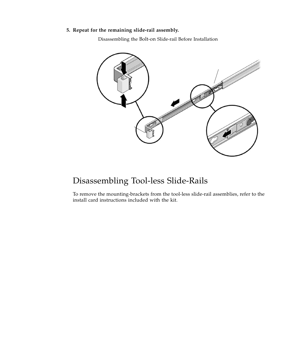 Disassembling tool-less slide-rails, Figure 2-1 | Sun Microsystems Sun Fire X4150 Server User Manual | Page 23 / 80