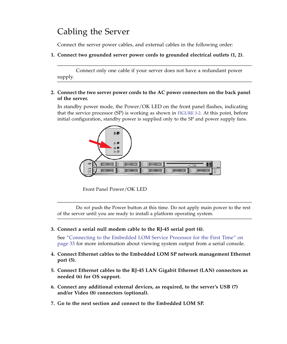 Cabling the server | Sun Microsystems Sun Fire X4150 Server User Manual | Page 42 / 80