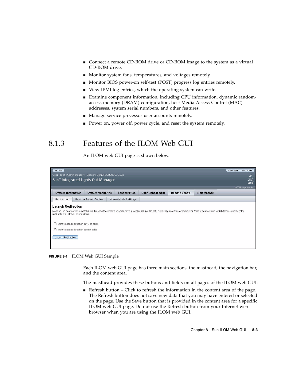 3 features of the ilom web gui, Features of the ilom web gui | Sun Microsystems Sun Fire X4200 User Manual | Page 101 / 196