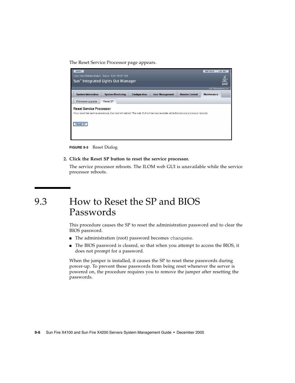 3 how to reset the sp and bios passwords, How to reset the sp and bios passwords | Sun Microsystems Sun Fire X4200 User Manual | Page 112 / 196