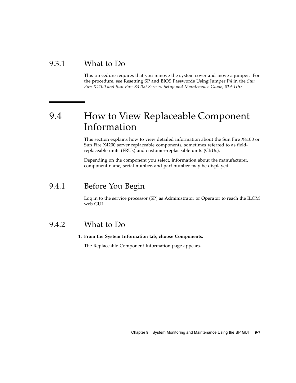 1 what to do, 4 how to view replaceable component information, 1 before you begin | 2 what to do, What to do, How to view replaceable component information, Before you begin | Sun Microsystems Sun Fire X4200 User Manual | Page 113 / 196