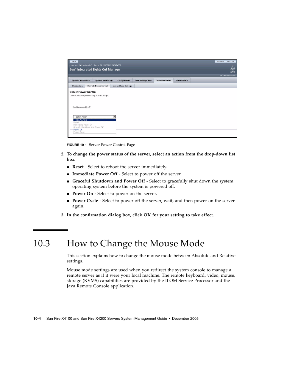 3 how to change the mouse mode, How to change the mouse mode | Sun Microsystems Sun Fire X4200 User Manual | Page 132 / 196