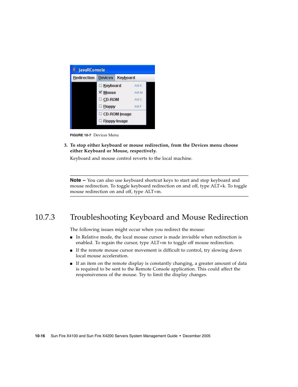 3 troubleshooting keyboard and mouse redirection, Troubleshooting keyboard and mouse redirection | Sun Microsystems Sun Fire X4200 User Manual | Page 144 / 196