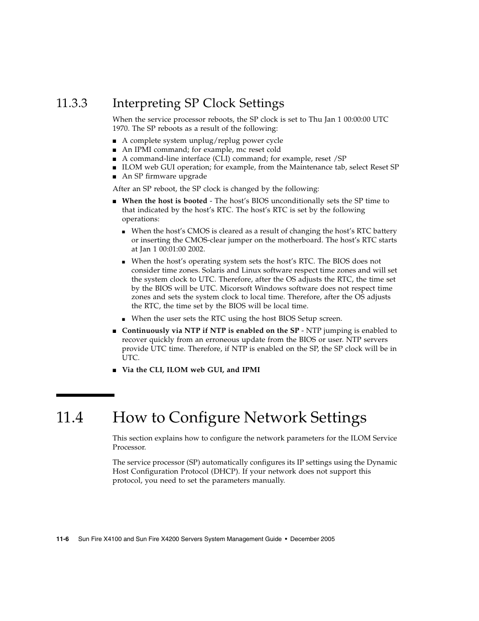 3 interpreting sp clock settings, 4 how to configure network settings, Interpreting sp clock settings | How to configure network settings | Sun Microsystems Sun Fire X4200 User Manual | Page 150 / 196