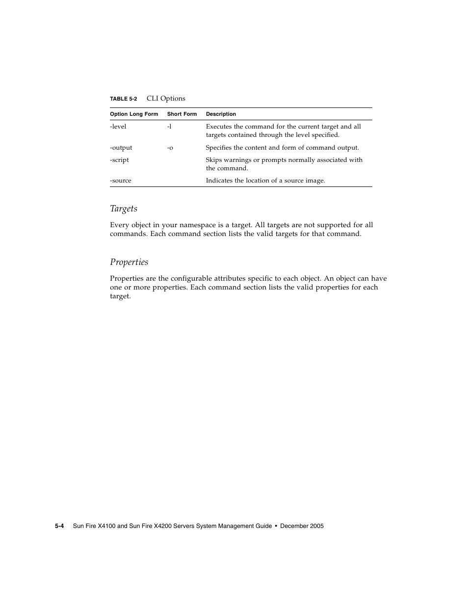 Targets, Properties | Sun Microsystems Sun Fire X4200 User Manual | Page 70 / 196