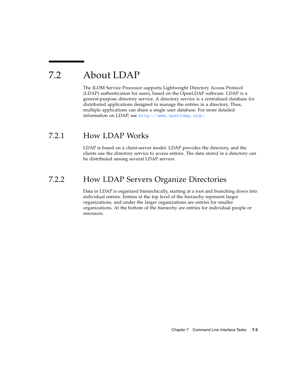 2 about ldap, 1 how ldap works, 2 how ldap servers organize directories | About ldap, How ldap works, How ldap servers organize directories | Sun Microsystems Sun Fire X4200 User Manual | Page 79 / 196