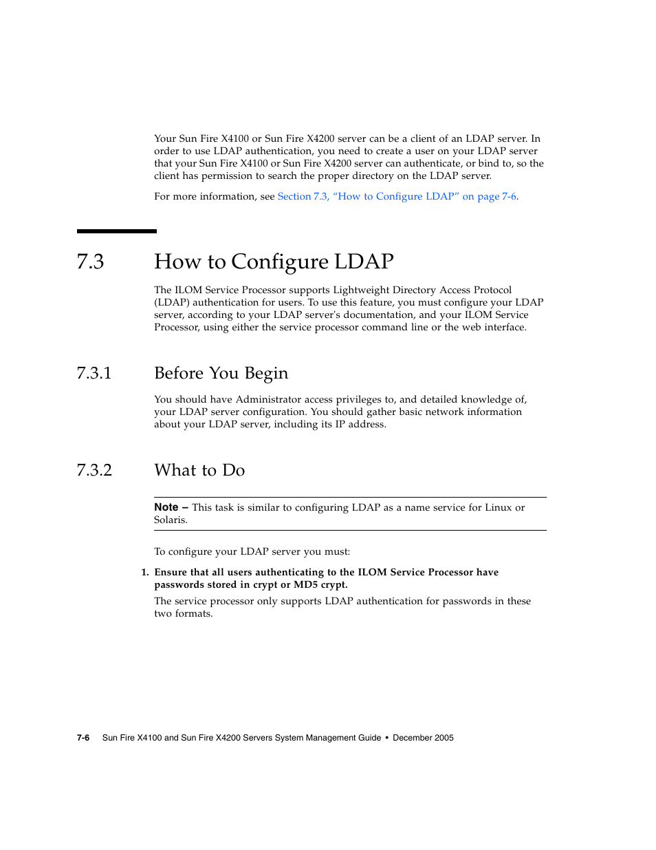 3 how to configure ldap, 1 before you begin, 2 what to do | How to configure ldap, Before you begin, What to do | Sun Microsystems Sun Fire X4200 User Manual | Page 82 / 196