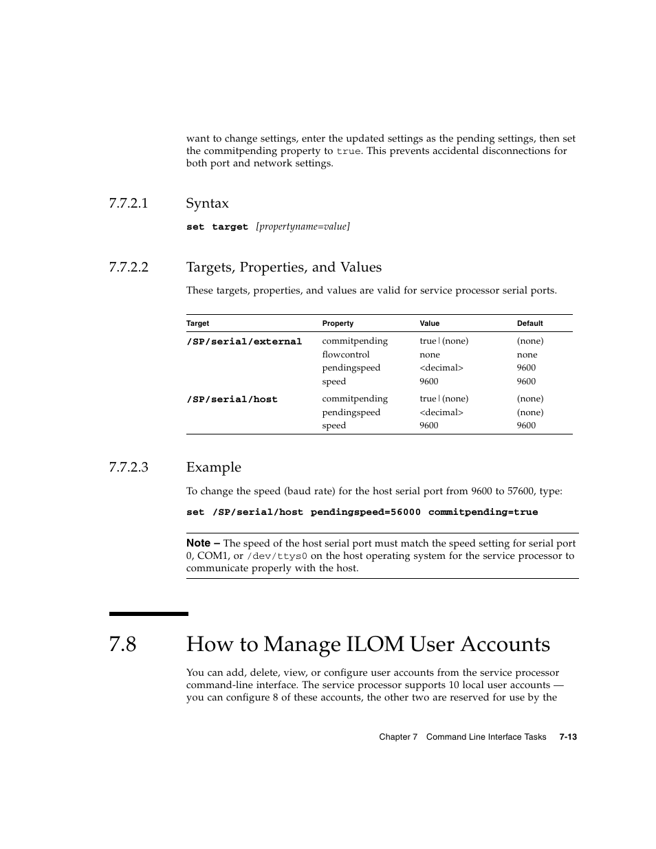 1 syntax, 2 targets, properties, and values, 3 example | 8 how to manage ilom user accounts, Syntax, Targets, properties, and values, Example, How to manage ilom user accounts | Sun Microsystems Sun Fire X4200 User Manual | Page 89 / 196