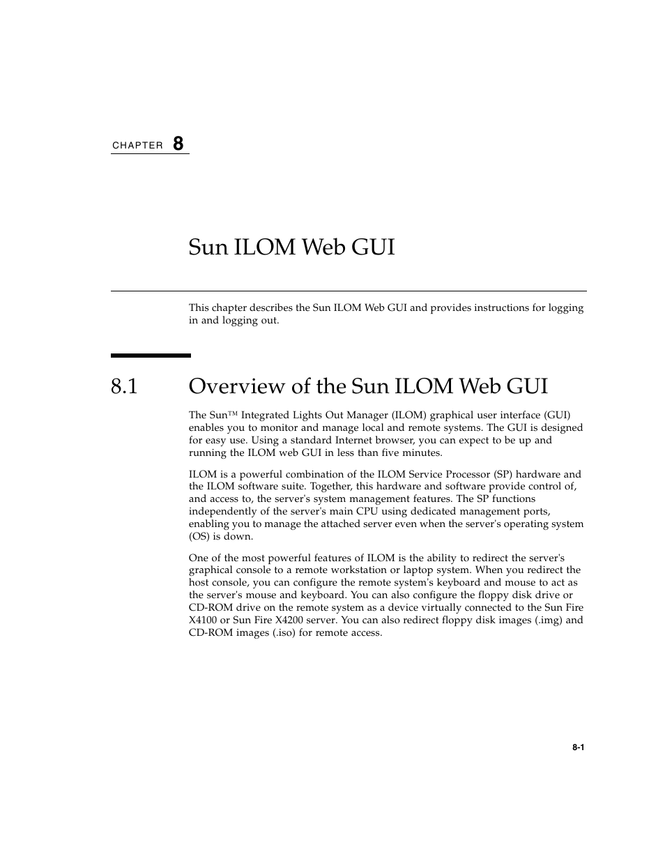 Sun ilom web gui, 1 overview of the sun ilom web gui, Overview of the sun ilom web gui | Sun Microsystems Sun Fire X4200 User Manual | Page 99 / 196