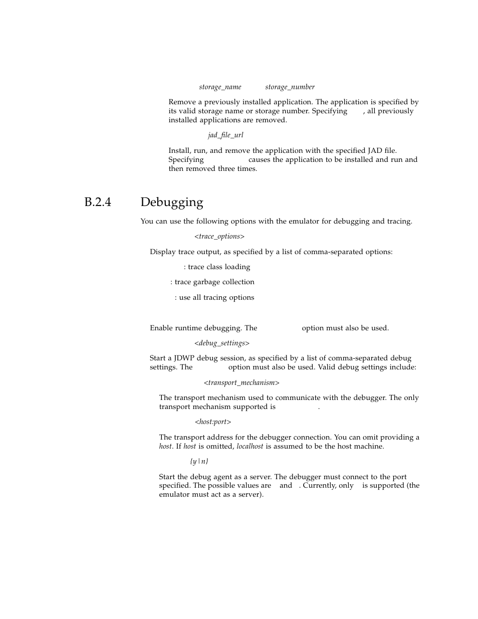 B.2.4 debugging, B.2.4, Debugging | Sun Microsystems J2ME User Manual | Page 119 / 134