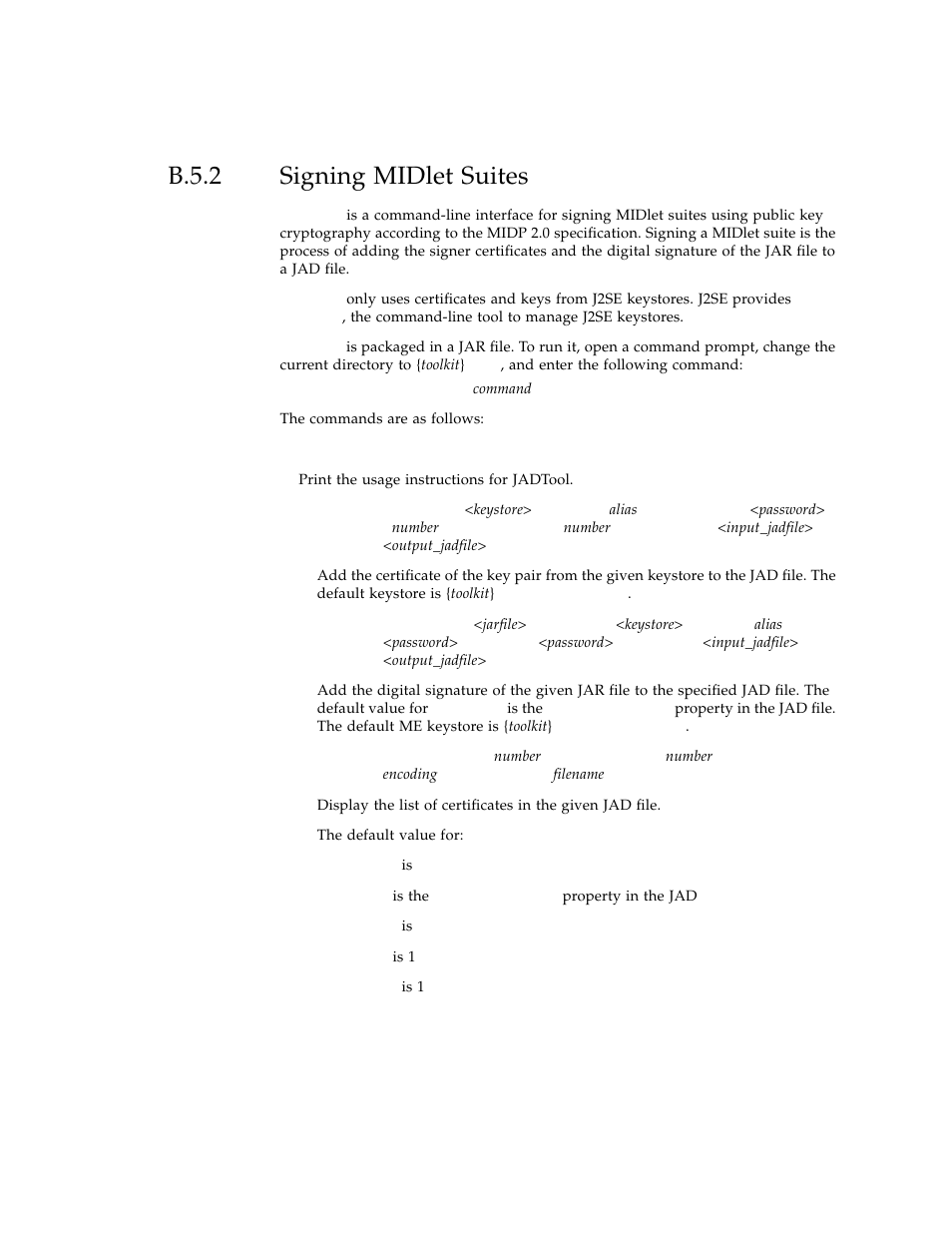 B.5.2 signing midlet suites, B.5.2, Signing midlet suites | Sun Microsystems J2ME User Manual | Page 123 / 134
