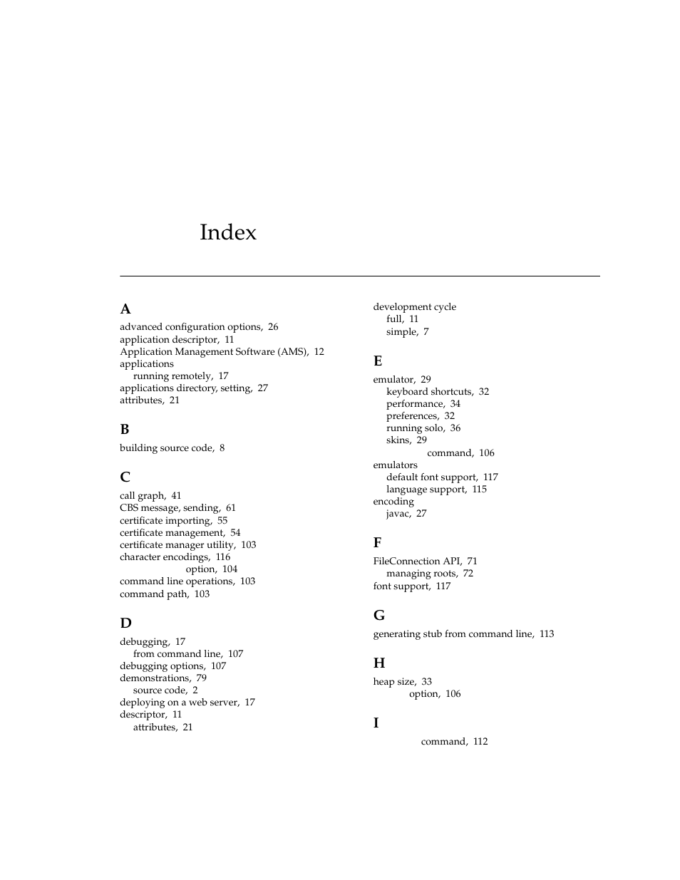 Index | Sun Microsystems J2ME User Manual | Page 131 / 134