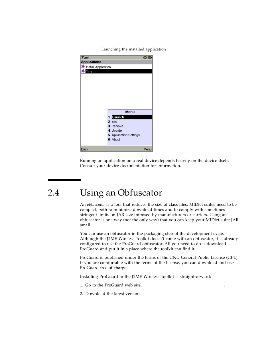 4 using an obfuscator, Using an obfuscator | Sun Microsystems J2ME User Manual | Page 27 / 134