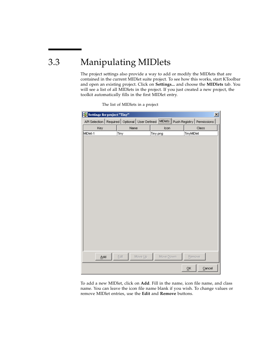 3 manipulating midlets, Manipulating midlets | Sun Microsystems J2ME User Manual | Page 35 / 134