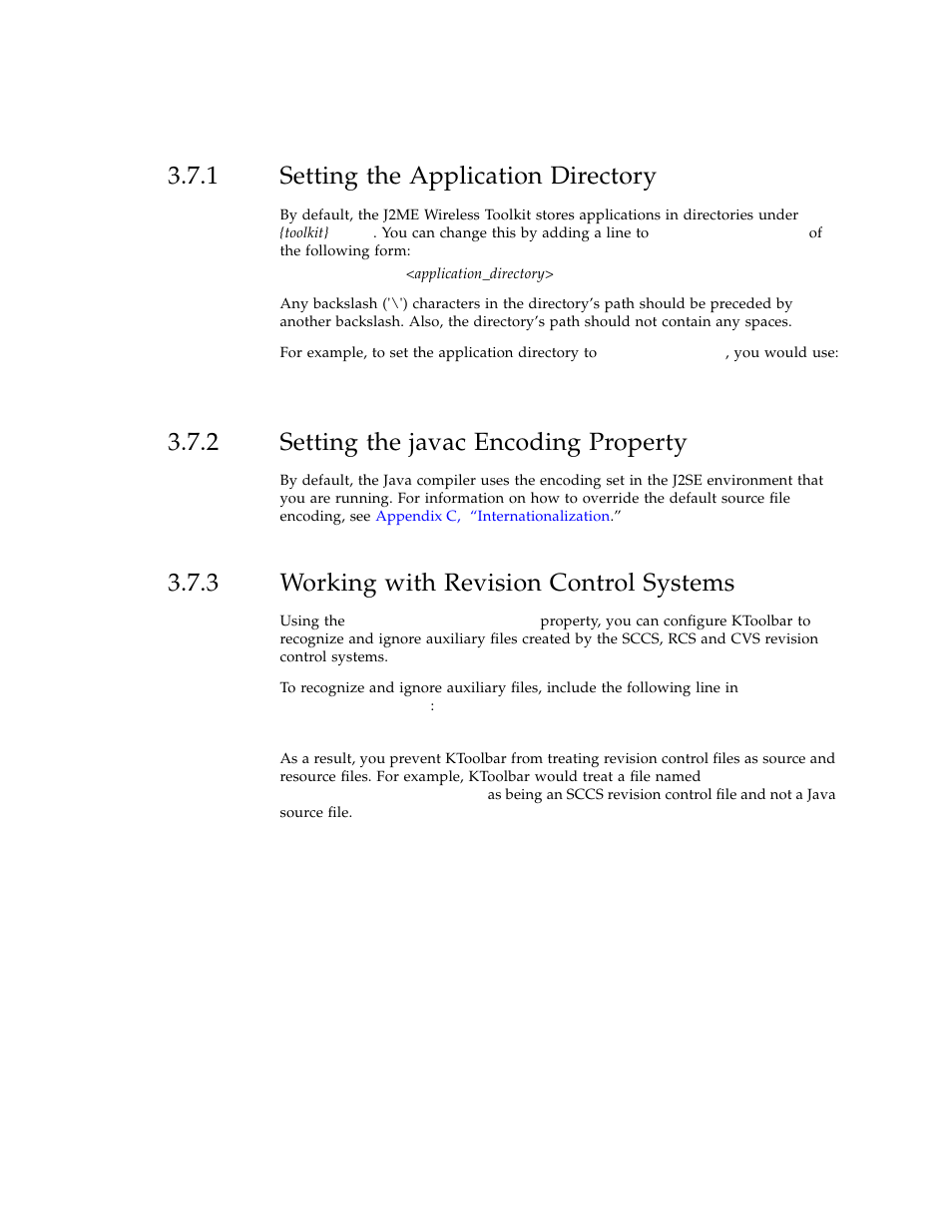 1 setting the application directory, 2 setting the javac encoding property, 3 working with revision control systems | Setting the application directory, Setting the javac encoding property, Working with revision control systems | Sun Microsystems J2ME User Manual | Page 39 / 134