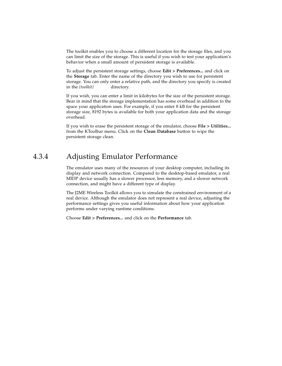 4 adjusting emulator performance, Adjusting emulator performance | Sun Microsystems J2ME User Manual | Page 46 / 134